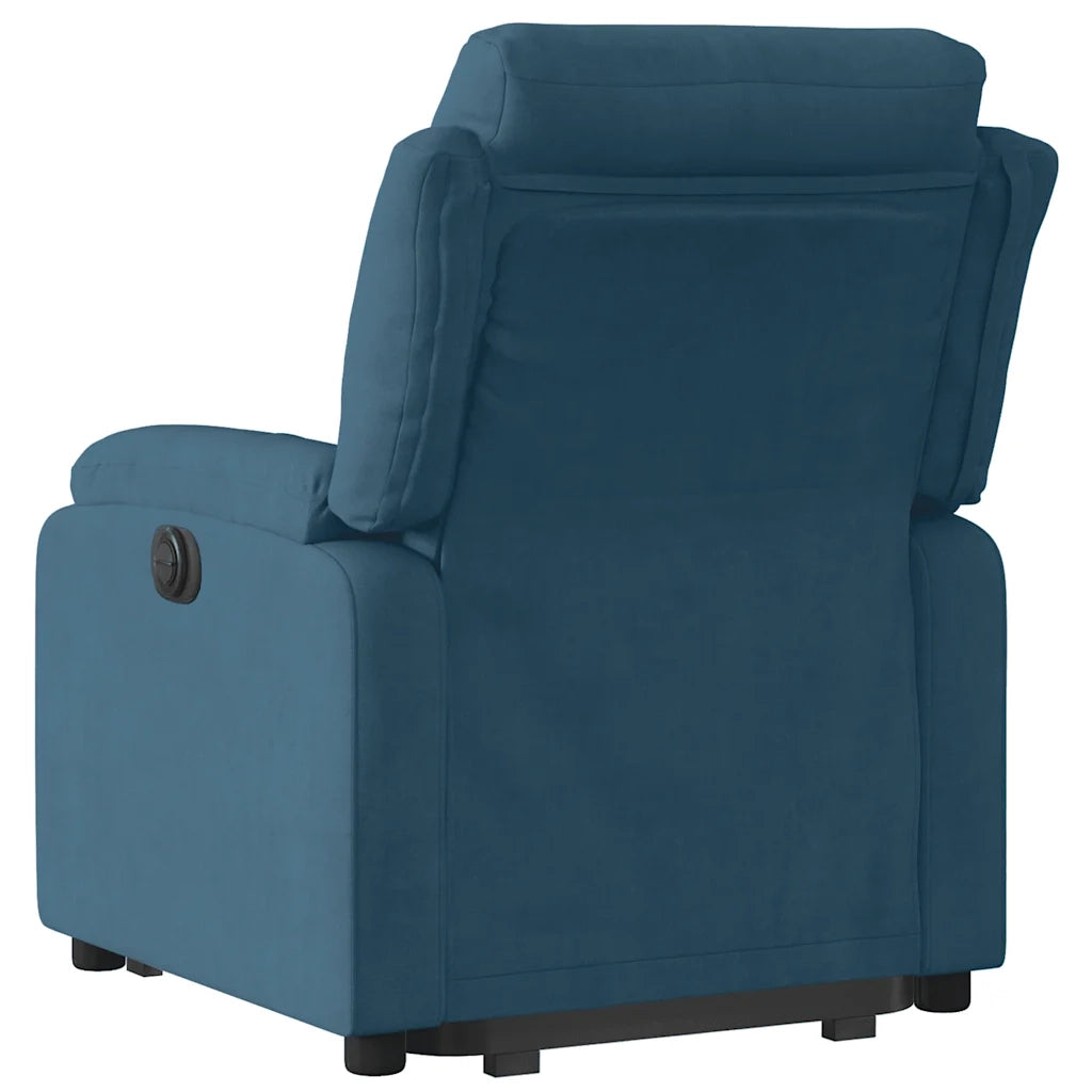 Poltrona Alzapersona Reclinabile Elettrica Blu in Velluto 3205124