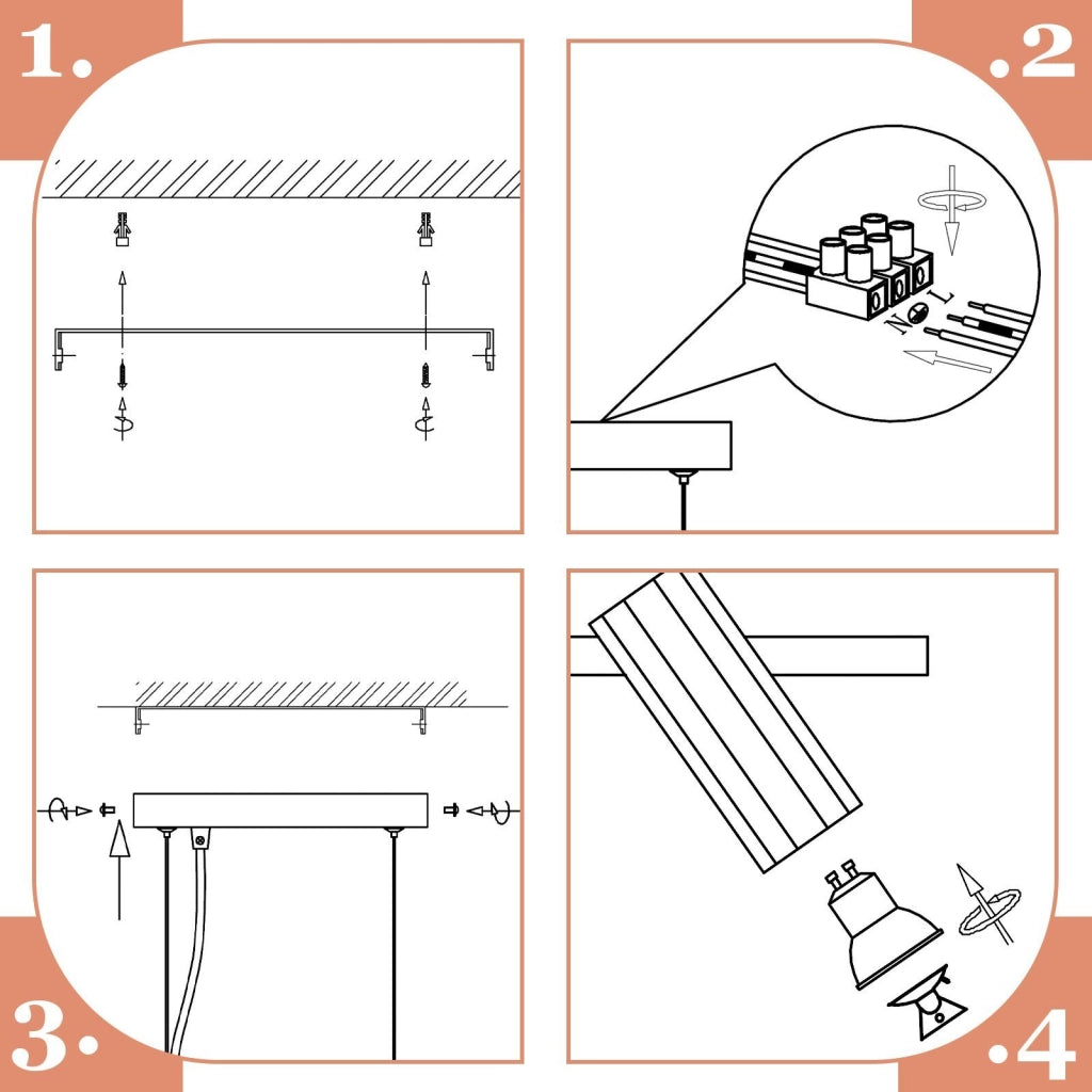 Lampada a sospensione ZMH in metallo nero diametro 66 centimetri 4 attacchi GU10 stile industriale moderno