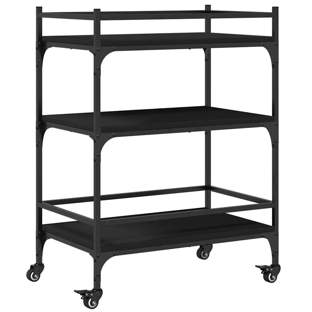 Carrello da Cucina-Scaffale per Cucina Nero 65x40x86,5 cm in Legno Multistrato