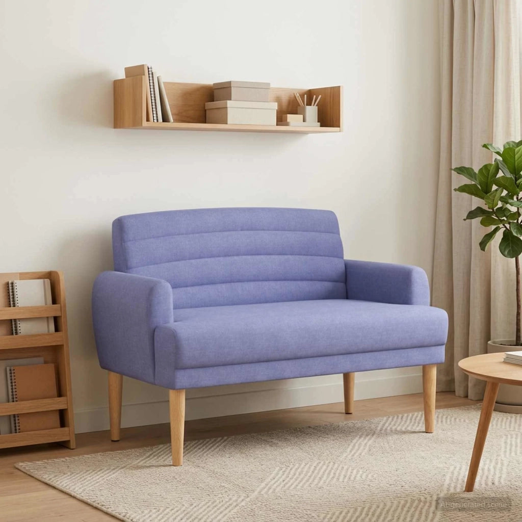 Loveseat con bottoni imbottiti Blu jeans 116 x 67 x 80 cm 42041787