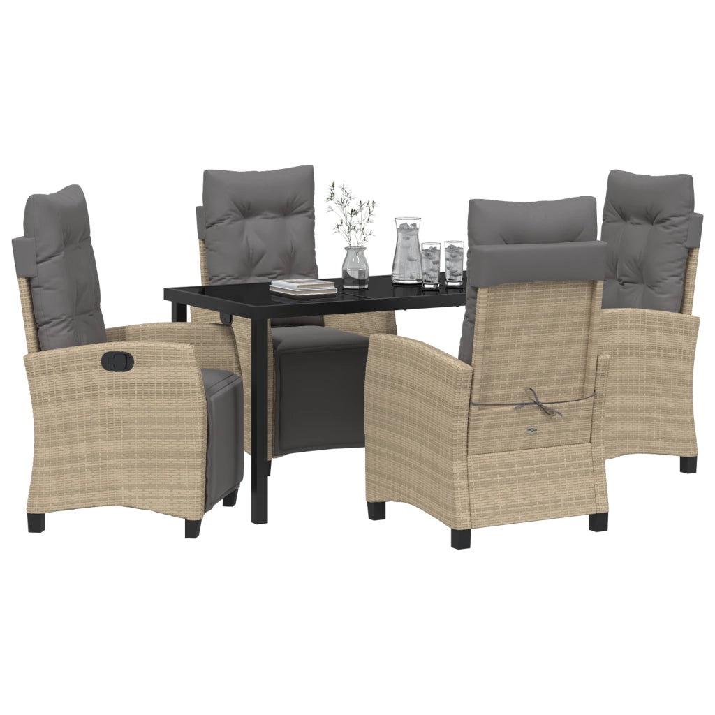Set di Mobili da Giardino 5 Pezzi Beige in Polyrattan