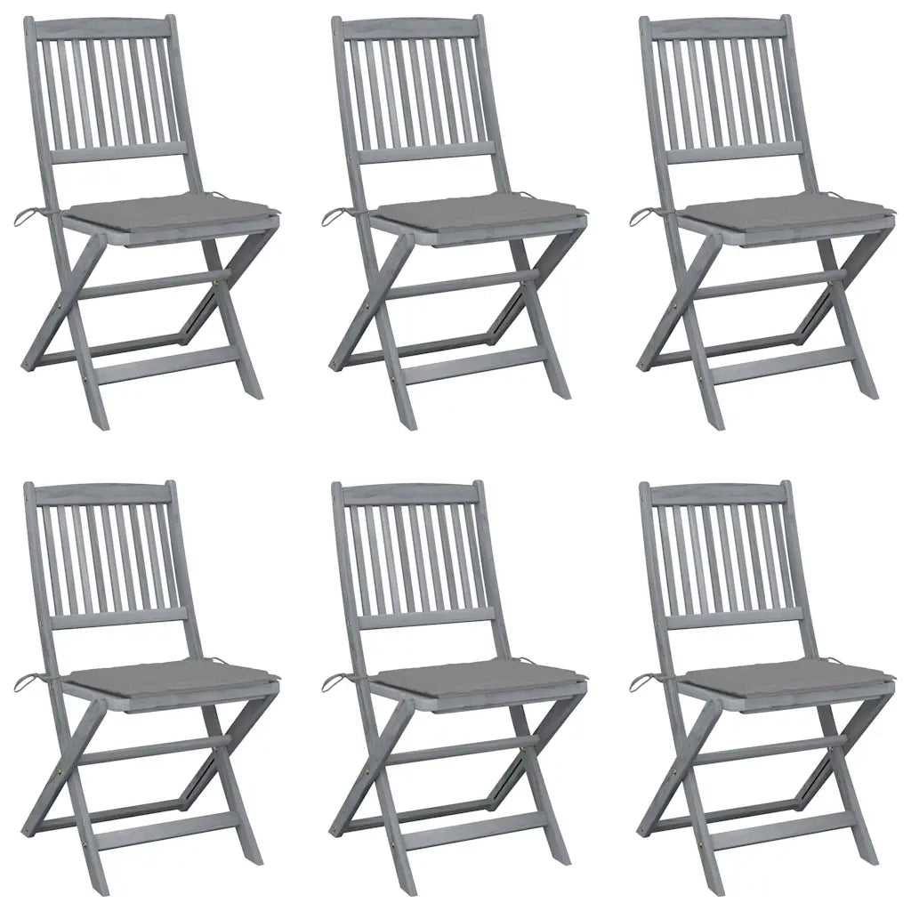 Sedie da Giardino Pieghevoli 6pz con Cuscini in Massello Acacia cod mxl 8280