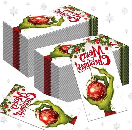 40 serviette di carta per Natale - tovaglie da tavola per festa - decorazioni da tavola per il pranzo di Natale - verde