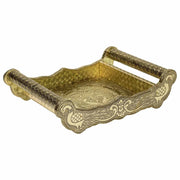 Vassoio in metallo goffrato dorato 30x21x6h