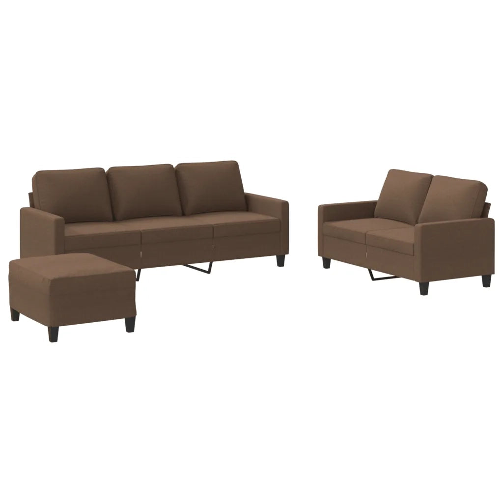 Set di Divani 3 pz con Cuscini Marrone in Tessuto 3201471