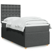 Giroletto a Molle con Materasso Grigio Scuro 90x190 cm Tessuto