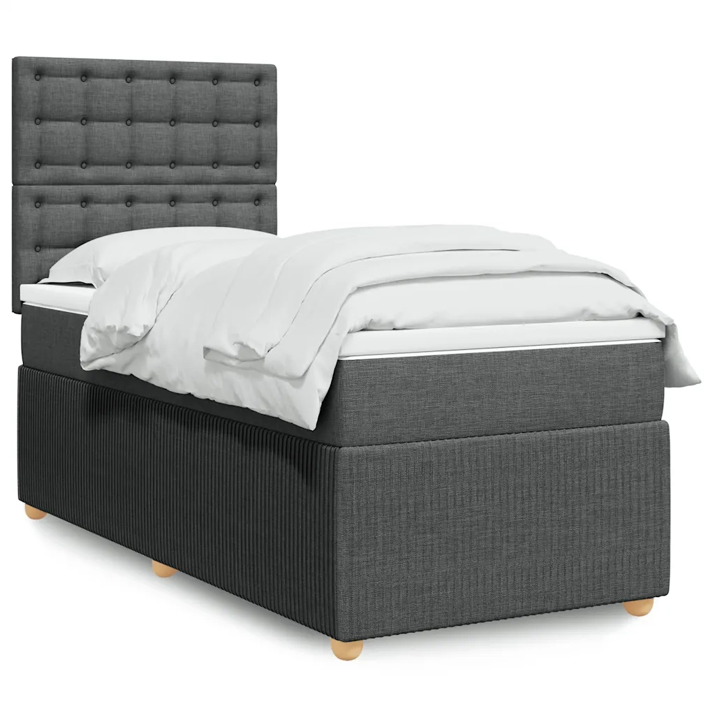 Giroletto a Molle con Materasso Grigio Scuro 90x190 cm Tessuto