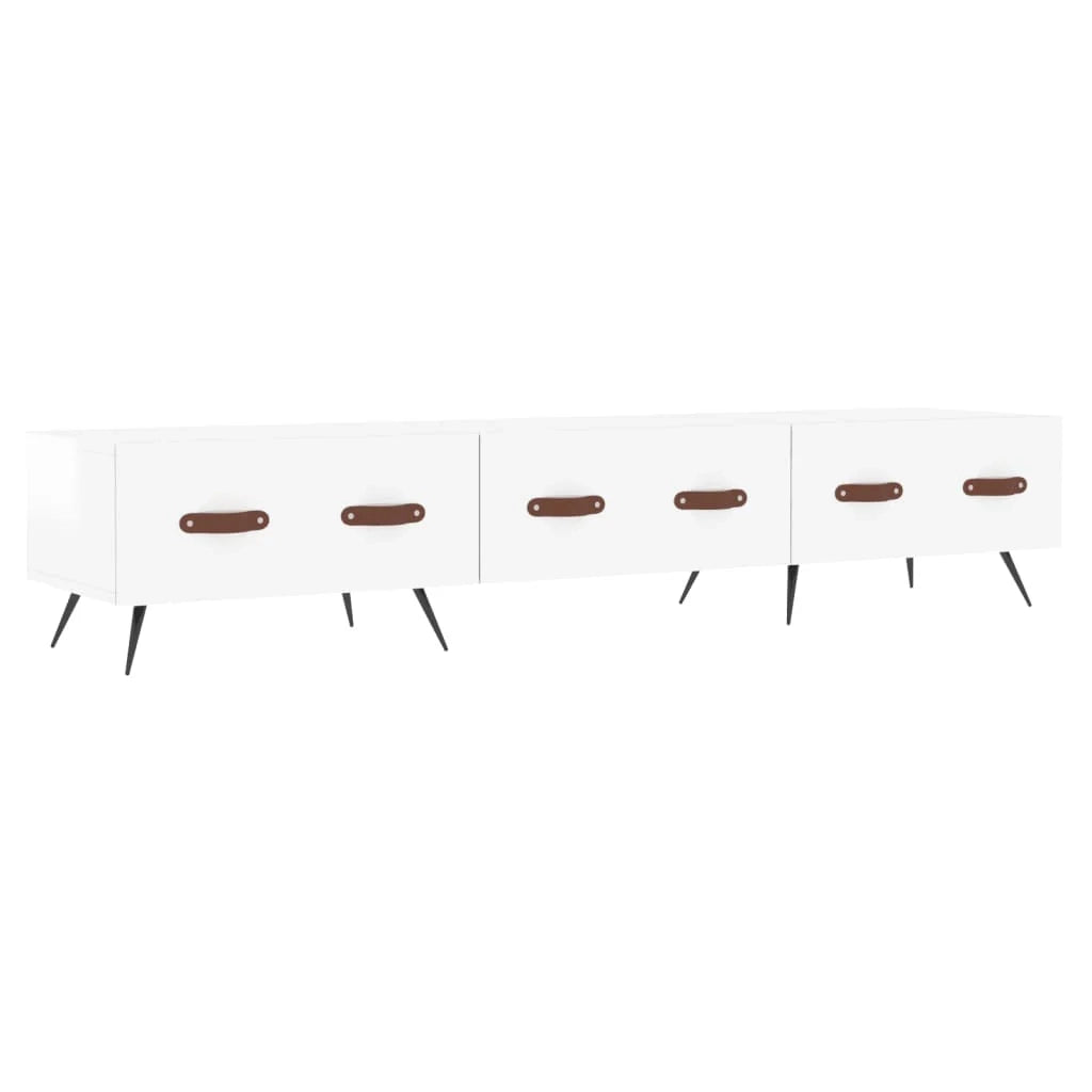 Mobile TV multimediale mensola TV credenza TV sala da pranzo soggiorno camera da letto finitura lucida 150 x 36 x 30 cm legno ingegnerizzato bianco 02_0027046