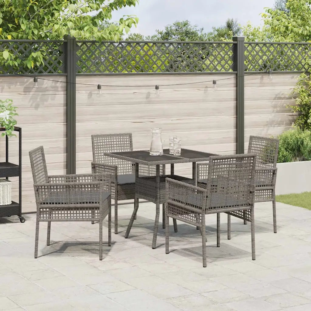 Set da Pranzo per Giardino 5 pcs Grigio polyrattan 3334928