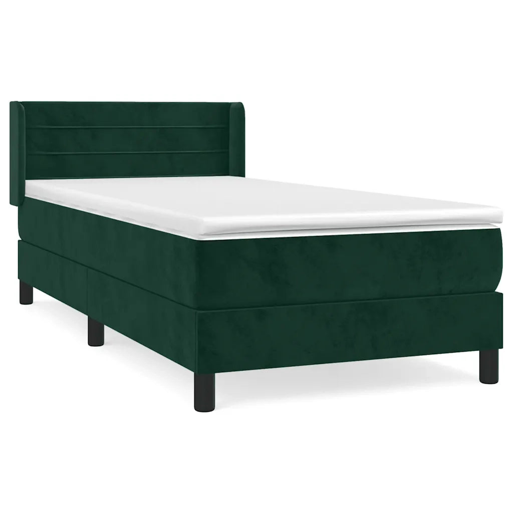 Giroletto a Molle con Materasso-Struttura Letto Verde Scuro 90x190 cm Velluto 771495