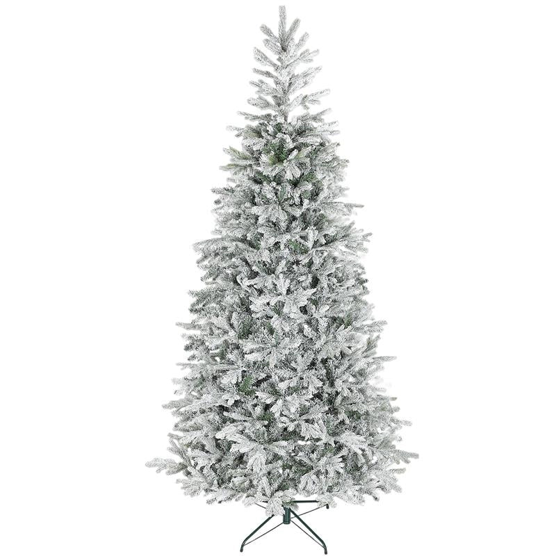ALBERO DI NATALE INNEVATO ALTO 210 CM CON RAMI REALISTICI E BASE IN METALLO PIEGHEVOLE