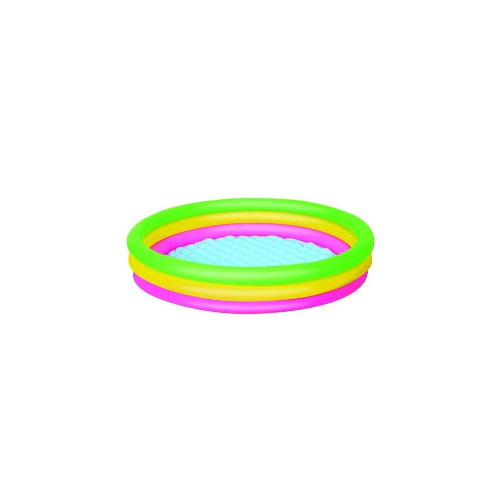 Trade Shop - Piscina Gonfiabile Arcobaleno A 3 Anelli Colorati 152 X 30 Cm Fuori Terra -