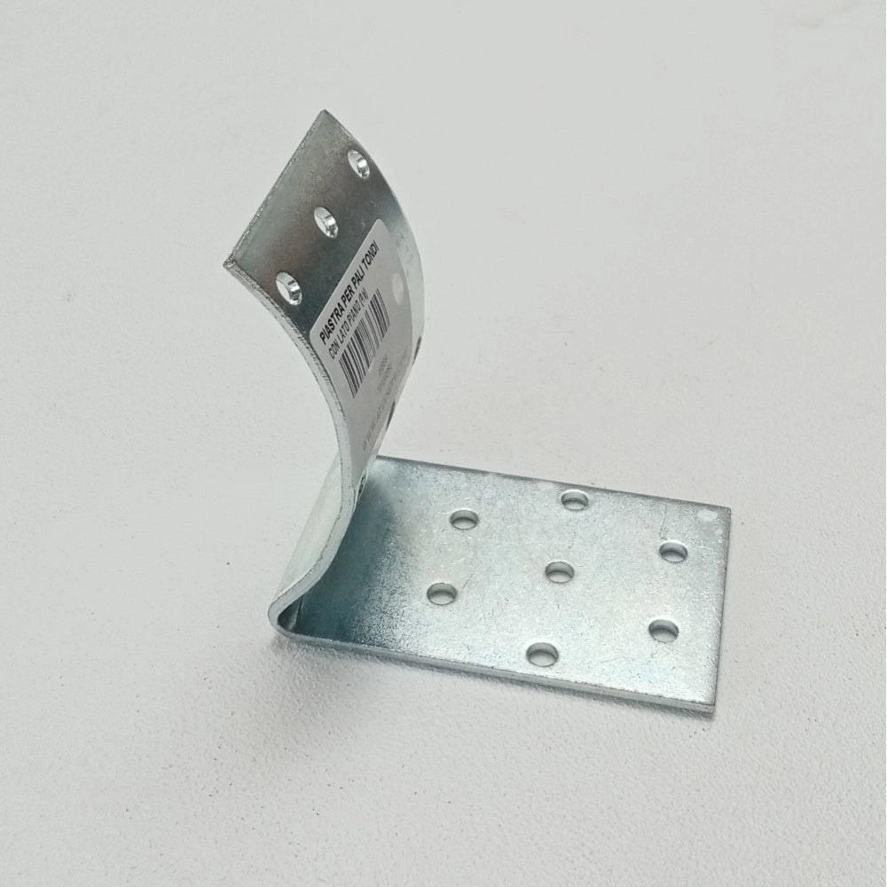 Piastra 80x80mm ad angolo per giunzione di pali tondi e quadri zincata bianca