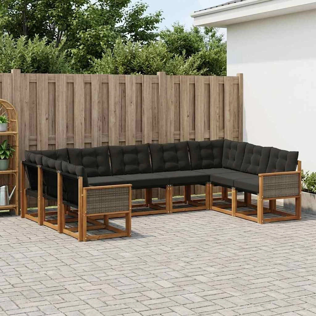 Set di divani da esterno 9 pz Naturale e Nero 3382204