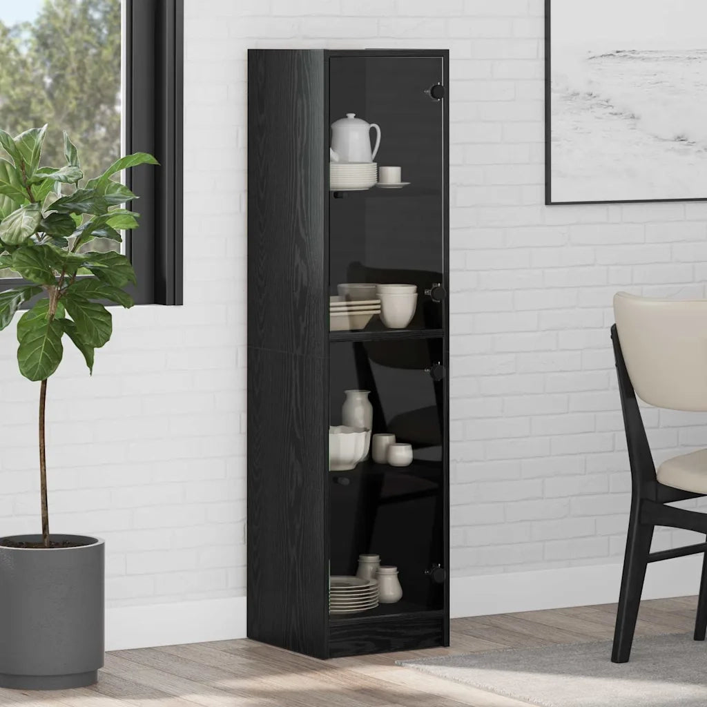 Credenza-Buffet-Armadio da cucina Rovere Nero 35 x 37 x 142 cm Legno multistrato 260189