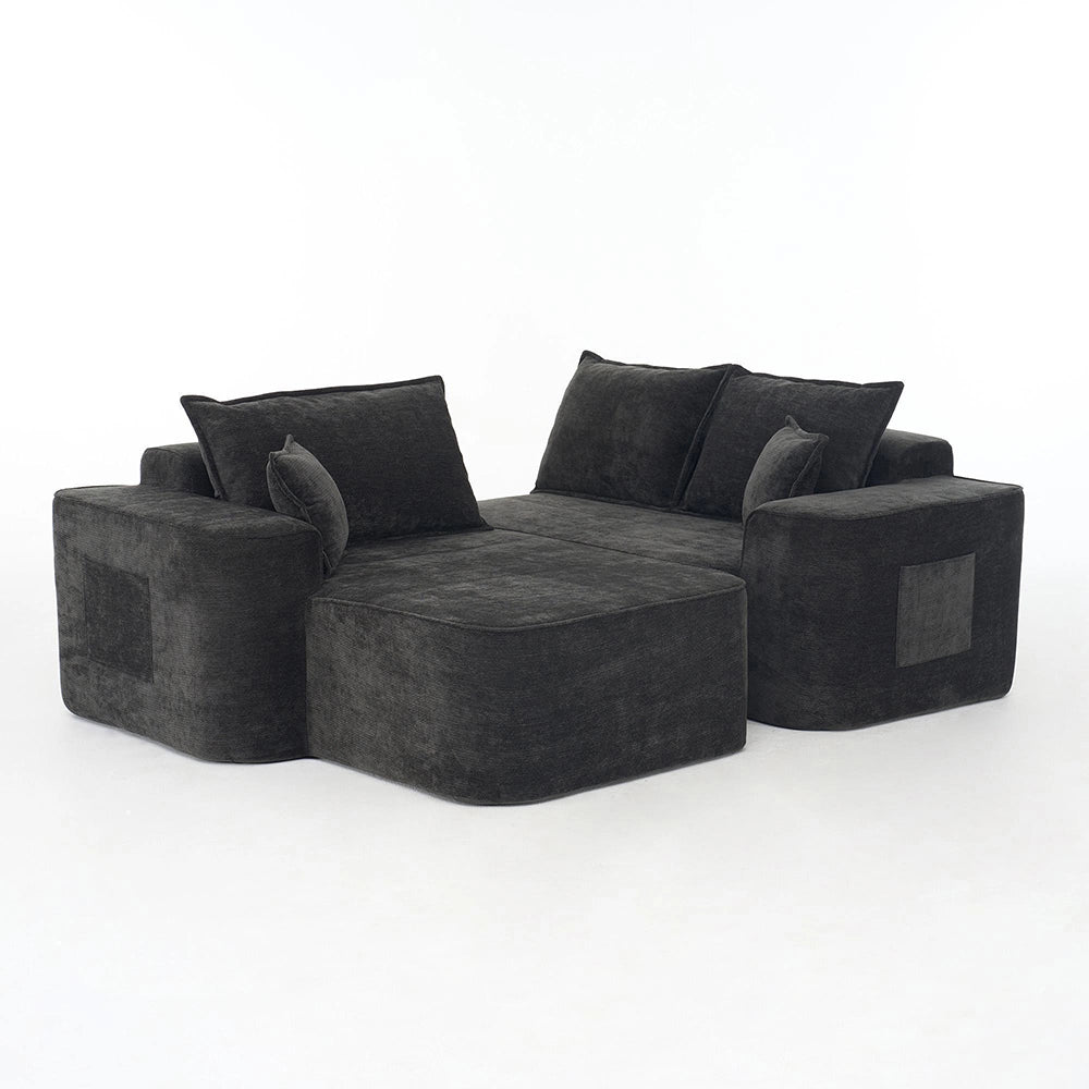 Divano angolare modulare - Xylo - 264 cm - Nero - Seduta profonda XXL senza montaggio