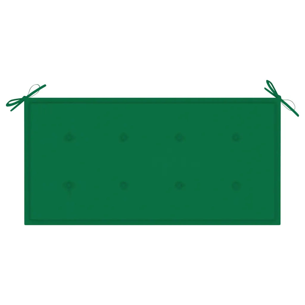 Panchina da Giardino | Panca da Giardino con Cuscino Verde 112 cm in Legno Teak