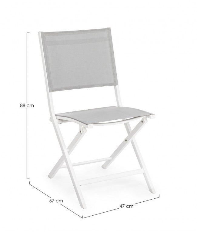Set 4 Sedie Pieghevole da Giardino 47x57x88h cm Elin Bianco