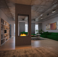 Camino a Bioetanolo da Incasso 83,5x163,5x35 cm Bifacciale 2 Side 1600 Slim Verticale Nero con Vetro