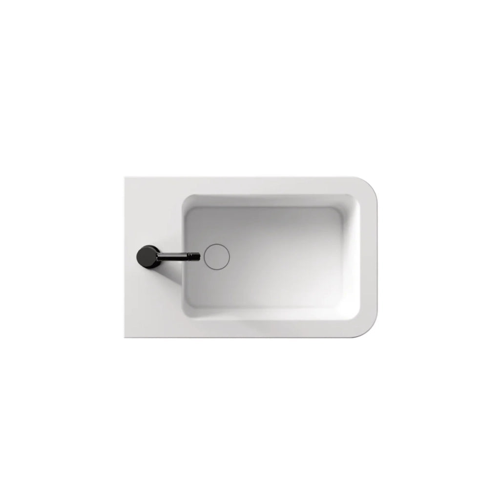 Coppia Di Sanitari Alice Ceramica Da Terra Filo Muro Senza Brida Bianco Lucido "Hide Square"