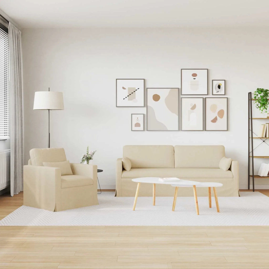 Set di divani 2 pcs Crema 198 x 78 x 80 cm Tessuto 3407586