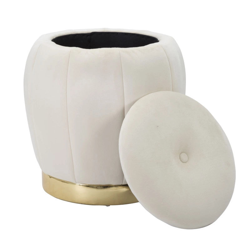 Puff/contenitore Paris Crema/gold cm ø 43x43