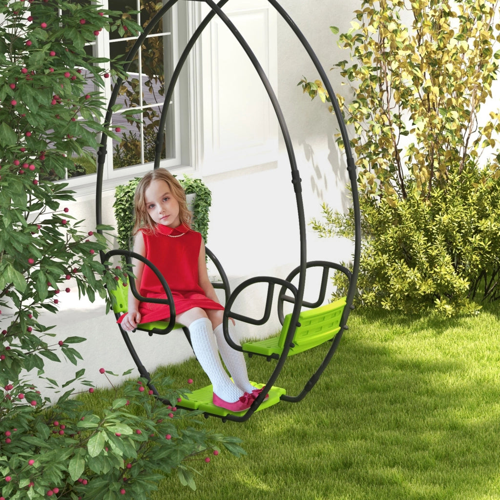 Altalena per Bambini ¨C Zephmum ¨C Struttura in Metallo Verde 110.5x40.5x180 cm