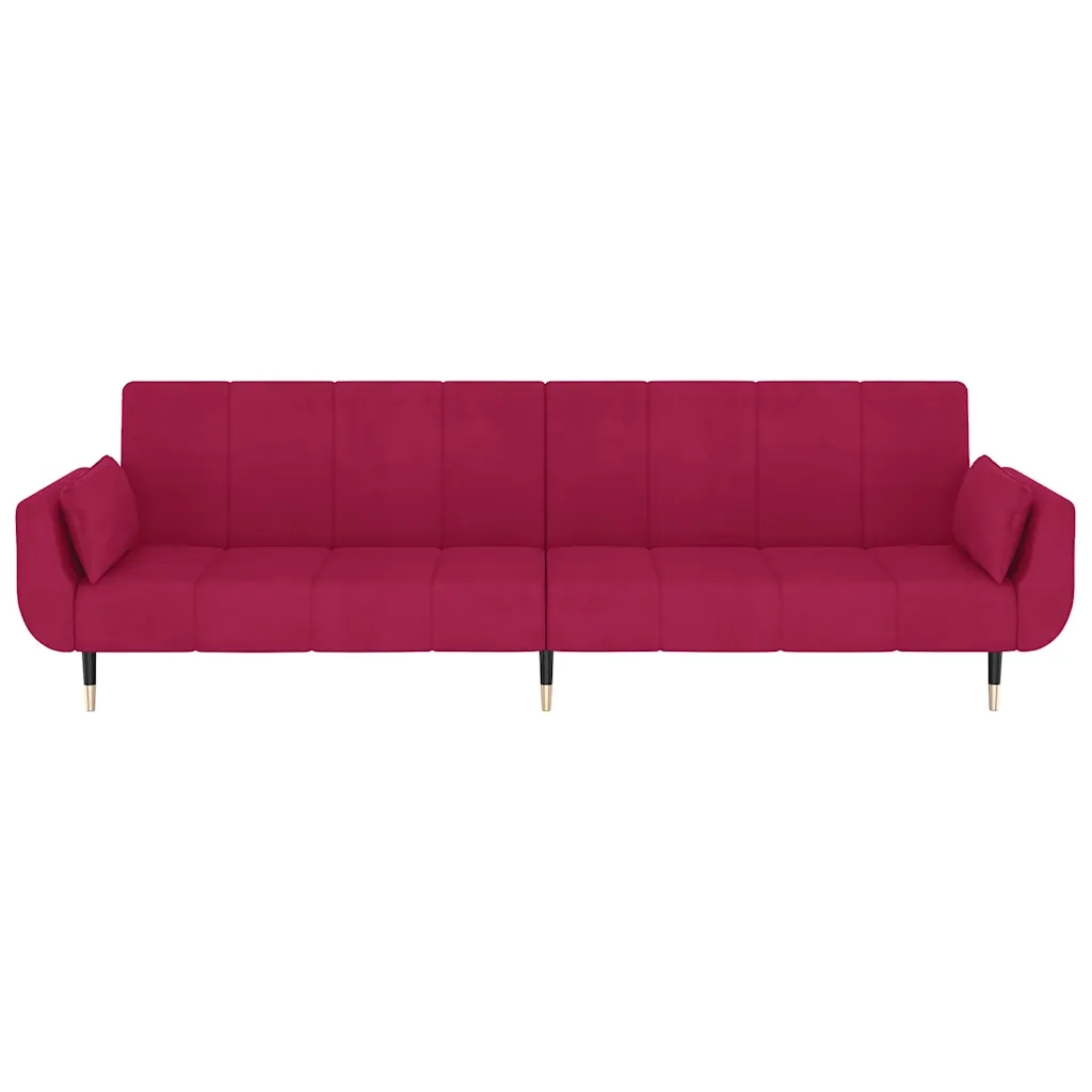 Divano letto | Sof¨¤ letto | Letto singolo a 2 Posti con 2 Cuscini Rosso Vino in Velluto
