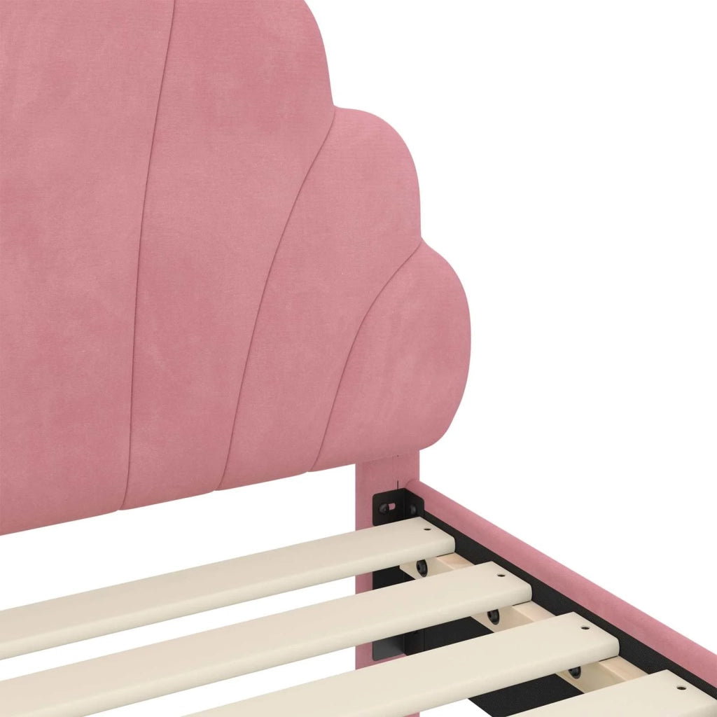 Struttura letto bambini con testata Rosa 80 x 200 cm Velluto 42011151