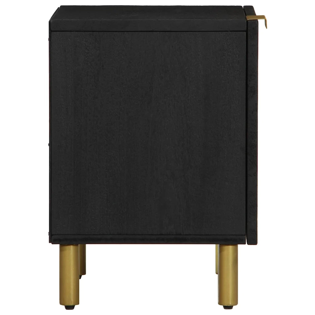 Comodini 2 pz-Set di 2 Tavolino da notte Neri 40x33x46 cm in Legno Massello di Mango