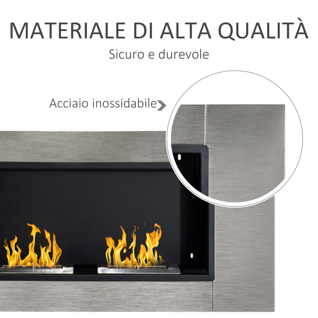 EasyComfort Camino Bioetanolo da Parete con 2 Bruciatori Capacità di 3L 13600BTU 110 x 54 x 14,5cm