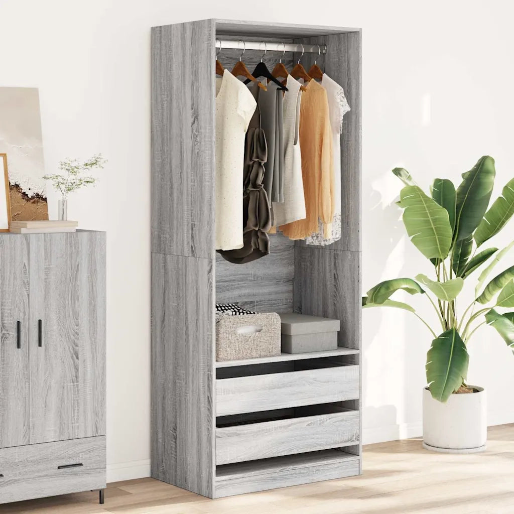 Armadio Grigio Sonoma 80x50x200 cm in Legno Multistrato
