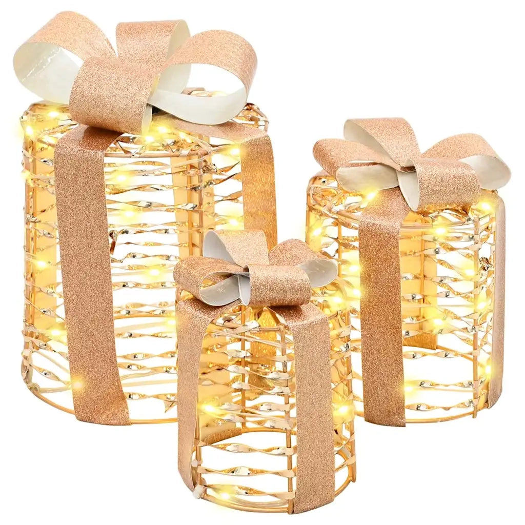 Decorazione Scatola Regalo con 60 LED 3 pcs 20 x 20 x 20 cm PET 42019089
