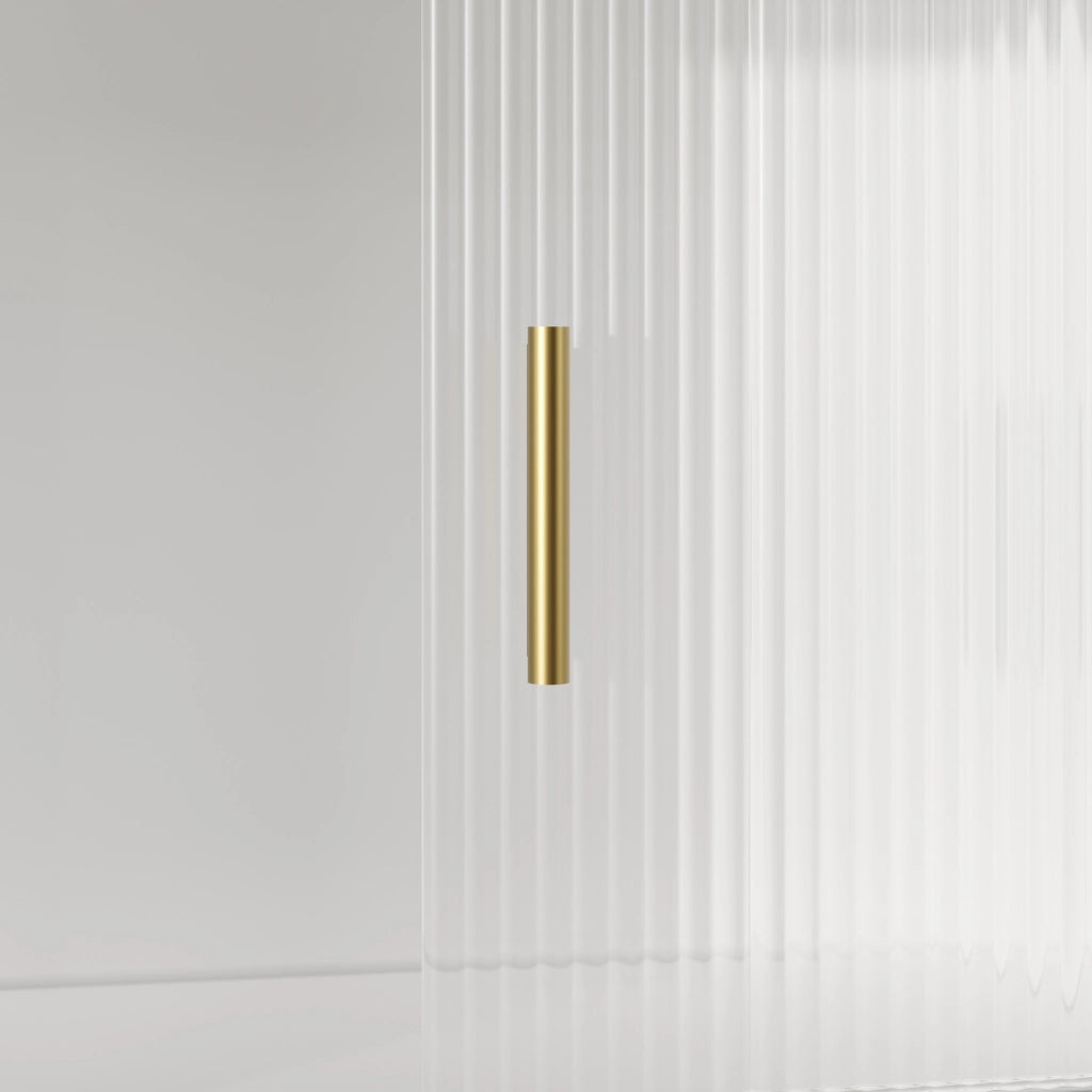 Credenza 120x35x167 cm con LED controllabile da app; ripiani regolabili; MDF e PB; bianco