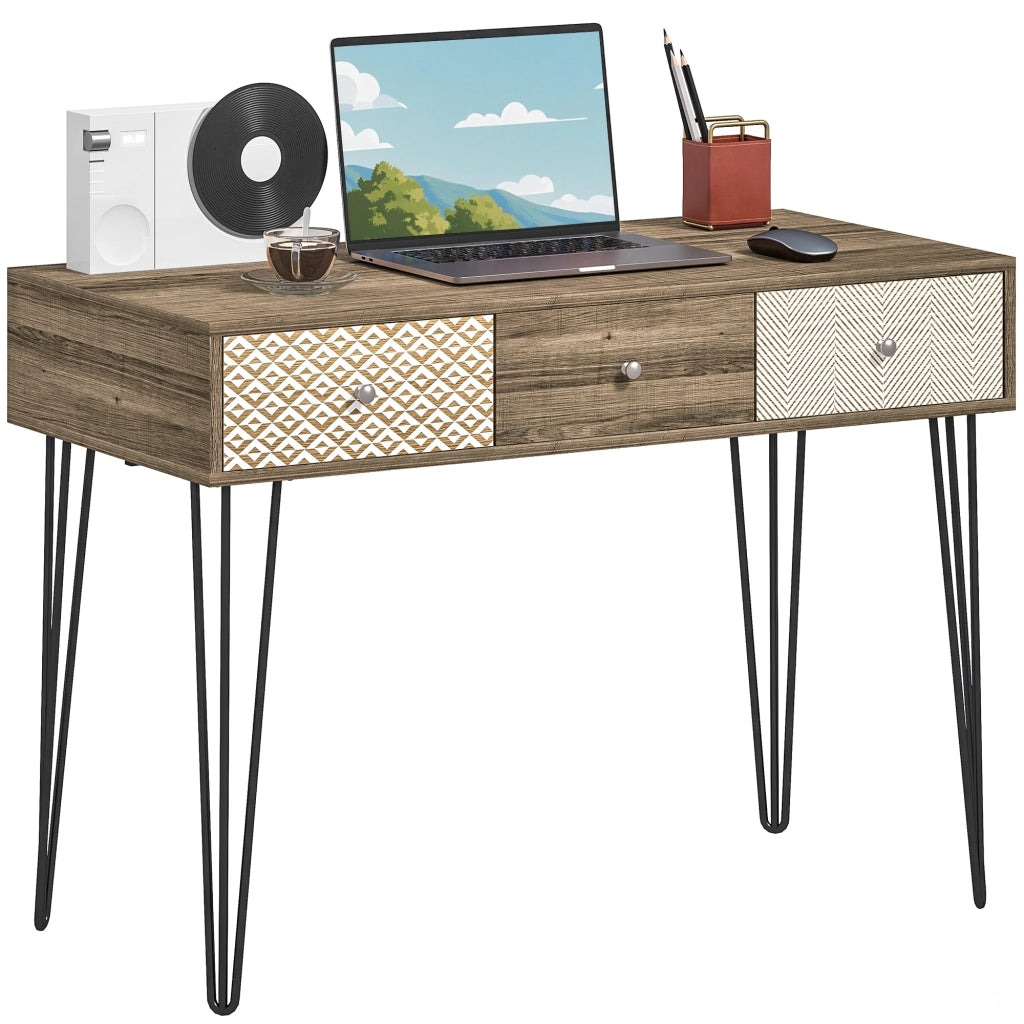 Scrivania in Legno con Cassetti ¨C zephmum ¨C Marrone 105x50x75 cm