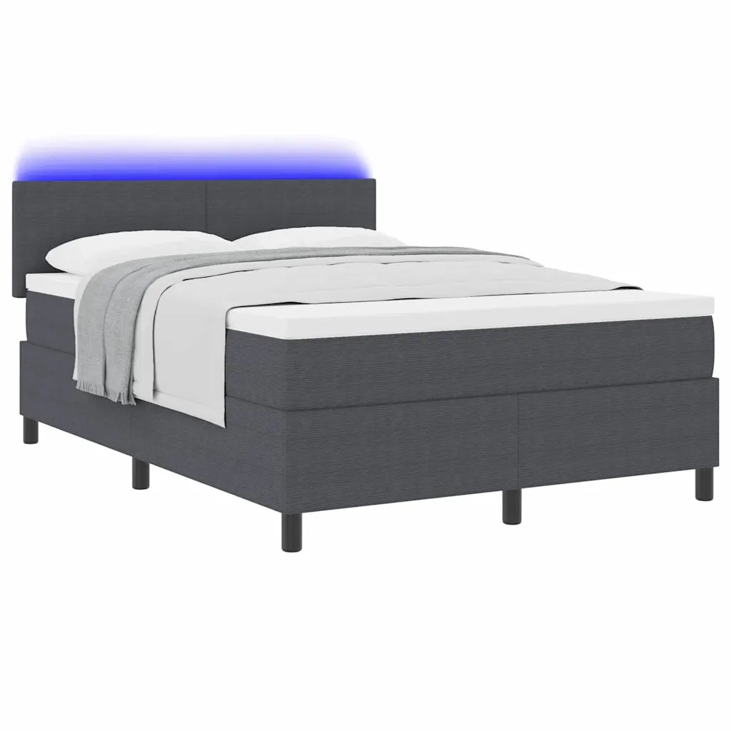 Letto a Sorgente LED Grigio Scuro e Bianco 140 x 190 cm 3337600