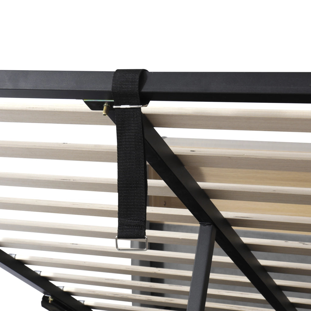 Letto imbottito 90x200 cm con contenitore idraulico; LED; USB e Type-C; velluto grigio