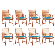 Sedie da Pranzo da Esterni con Cuscini 8 pz Massello di Acacia cod mxl 8590