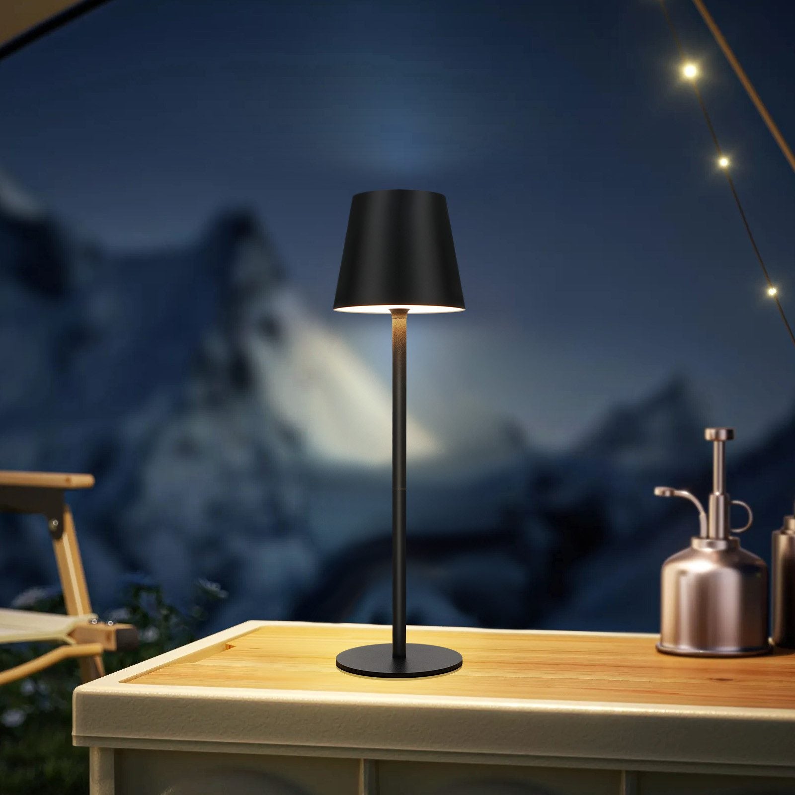 ZMH Lampada da tavolo LED wireless nera batteria 2600mAh touch ricaricabile USB per esterno camera letto