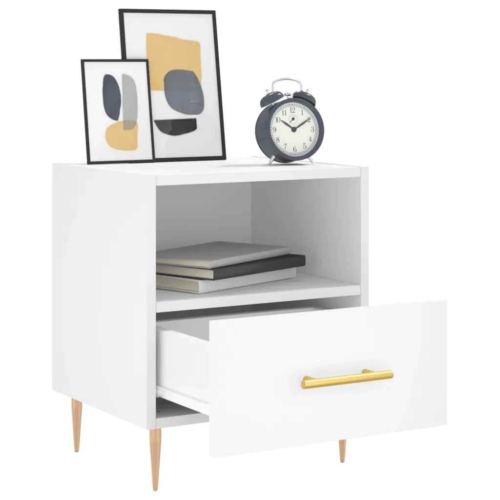 Comodino | Armadio da Notte | Mobiletto da notte Bianco 40x35x47,5 cm in Legno Multistrato