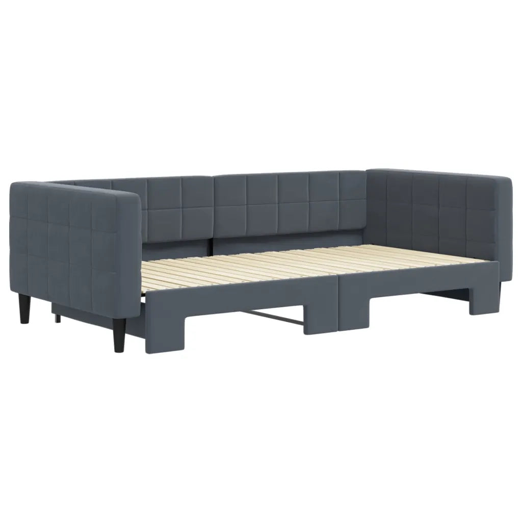 Divano letto | Sof¨¤ letto | Letto singolo Estraibile Grigio Scuro 100x200 Velluto