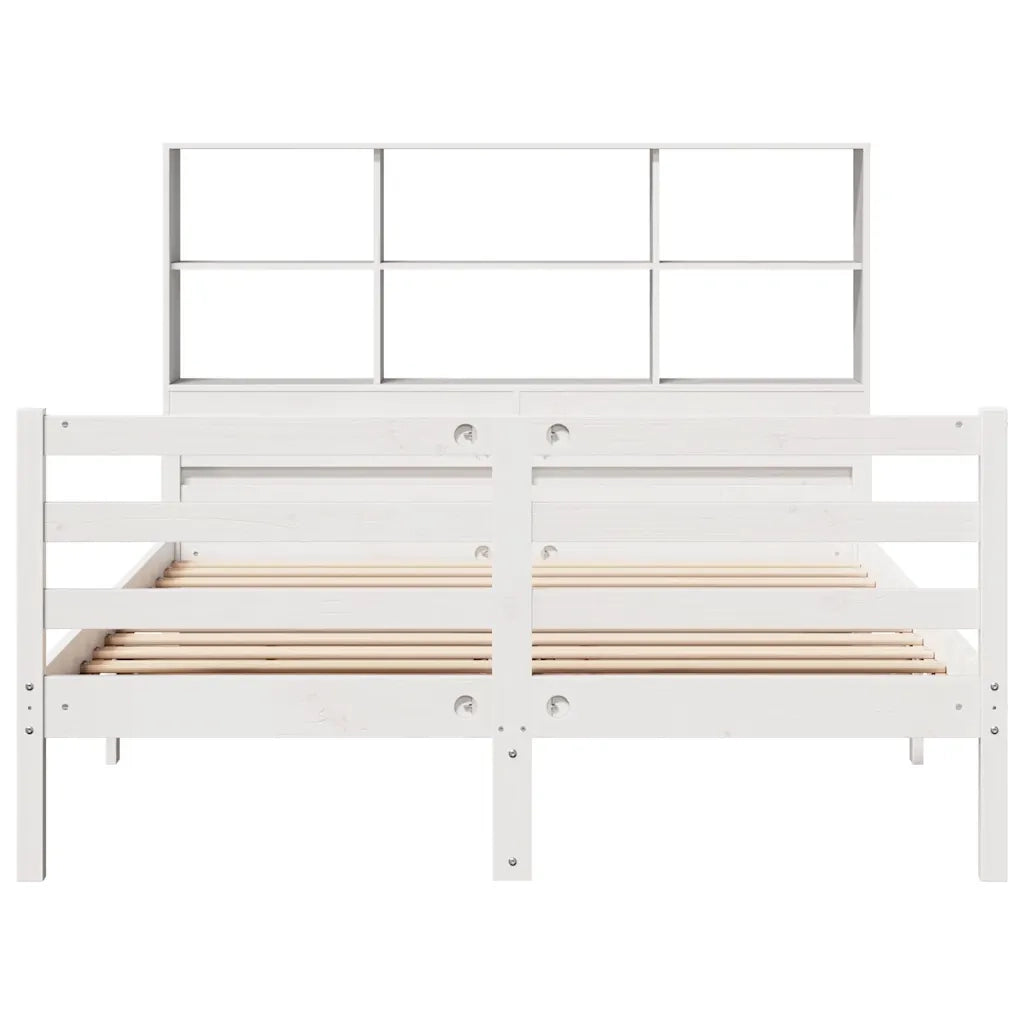 Letto Libreria senza Materasso Bianco 140x200 cm Legno di Pino 3322238