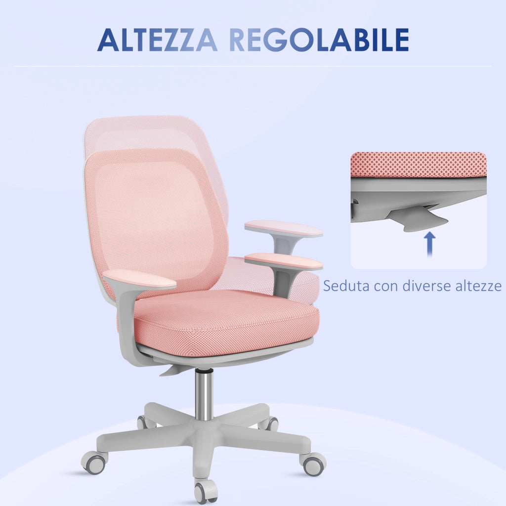 Sedia da Ufficio Ergonomica ¨C Xylo ¨C Rosa, Altezza Regolabile, 55x48x82.5-94.5 cm
