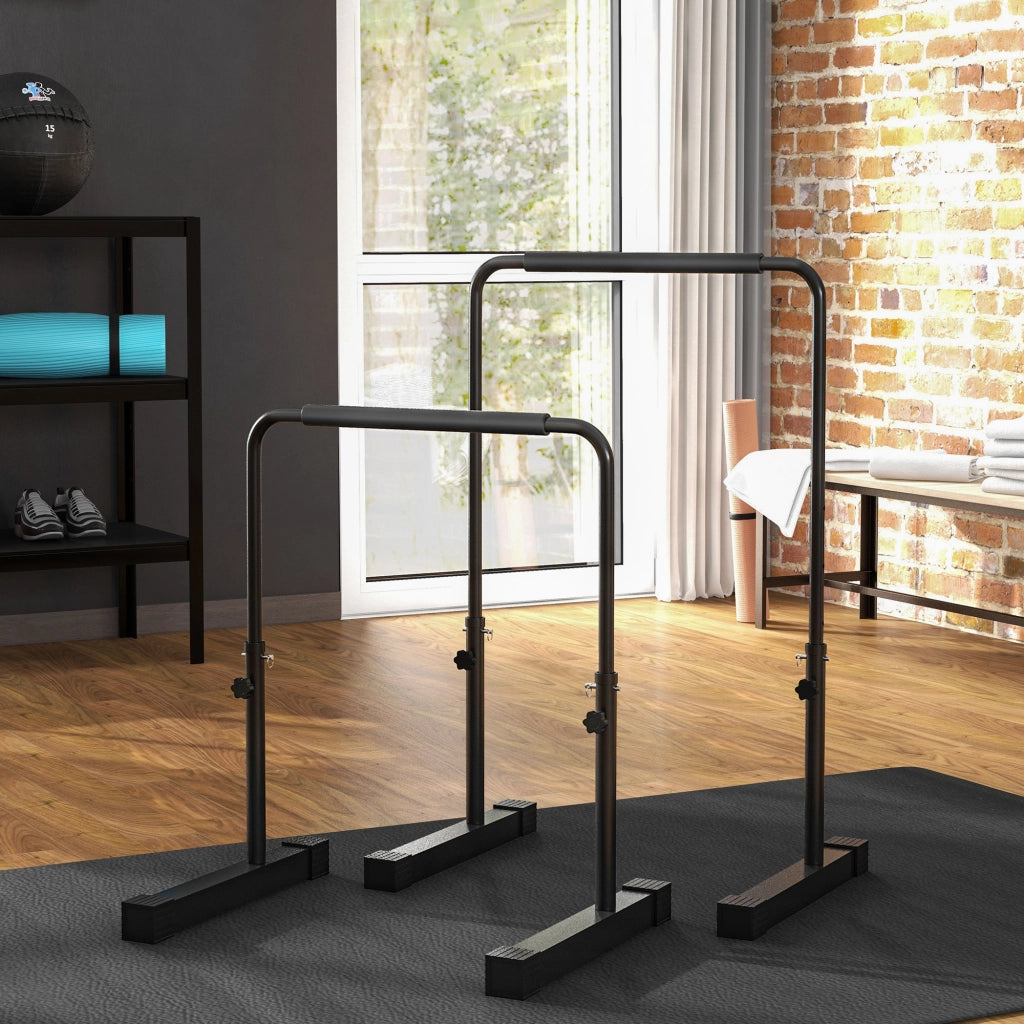 Dip Station ¨C zephmum ¨C Altezza regolabile 80-105 cm, Nero, Acciaio
