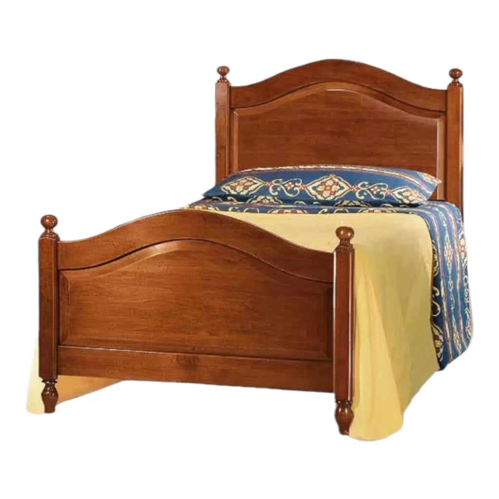 Letto singolo classico legno tinta noce l 100 h 111 p 212 (6127) - Mobili 2G