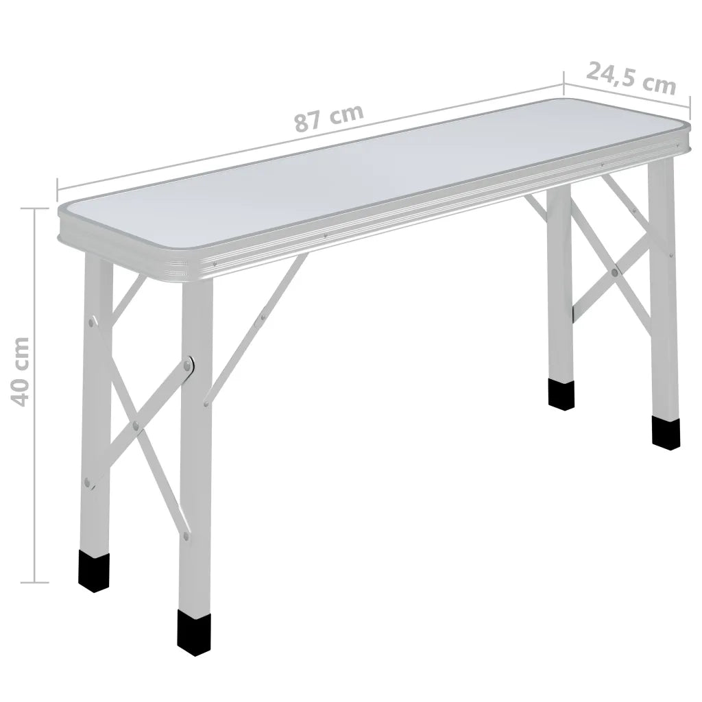 Tavolo da Campeggio Pieghevole con 2 Panche in Alluminio Bianco CFW7962458