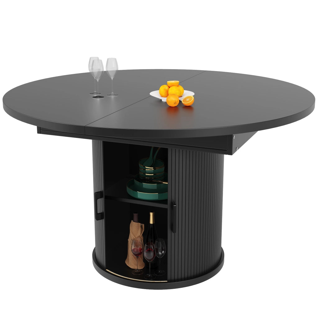 Tavolo da Pranzo Rotondo Allungabile ¨C Xylo ¨C Noce/Nero, 118-158 cm, 6 Persone