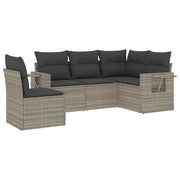 Set Divano da Giardino 5pz | Set Salotto da Giardino con Cuscini Grigio Chiaro Polyrattan