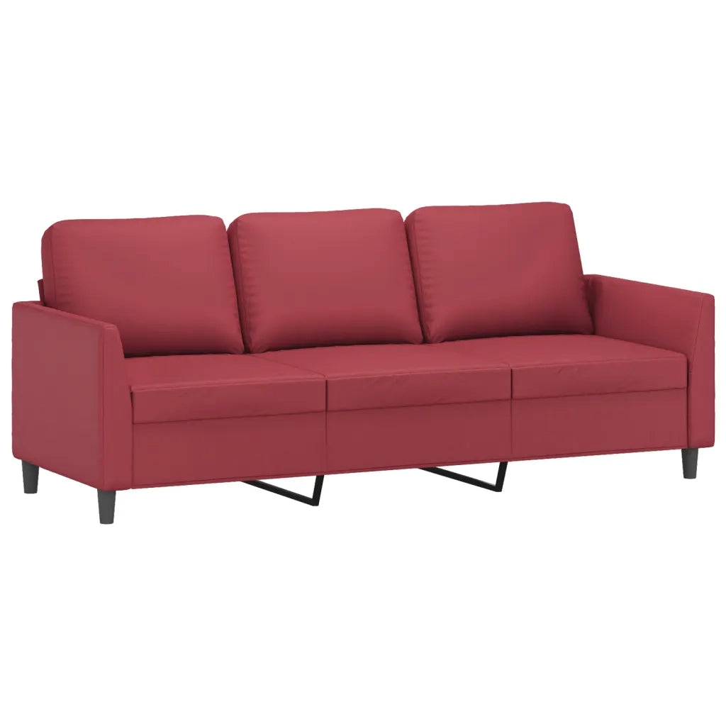 Set di Divani 3 pz con Cuscini Rosso Vino in Similpelle 3201743