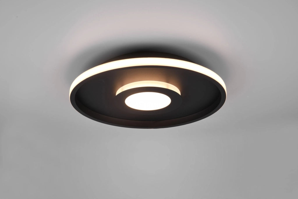 ASCARI H2O PLAFONIERA LED 35W 4100lm, 3000K NERO CON DIMMERAZIONE CON INTERRUTTORE IP44 D.40CM